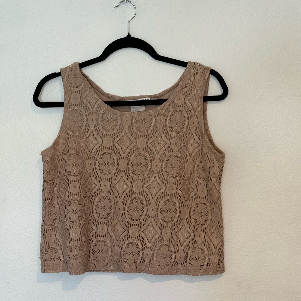 Nancy Bolen Tank Top Lace Beige Size S